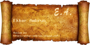 Ekker Ambrus névjegykártya
